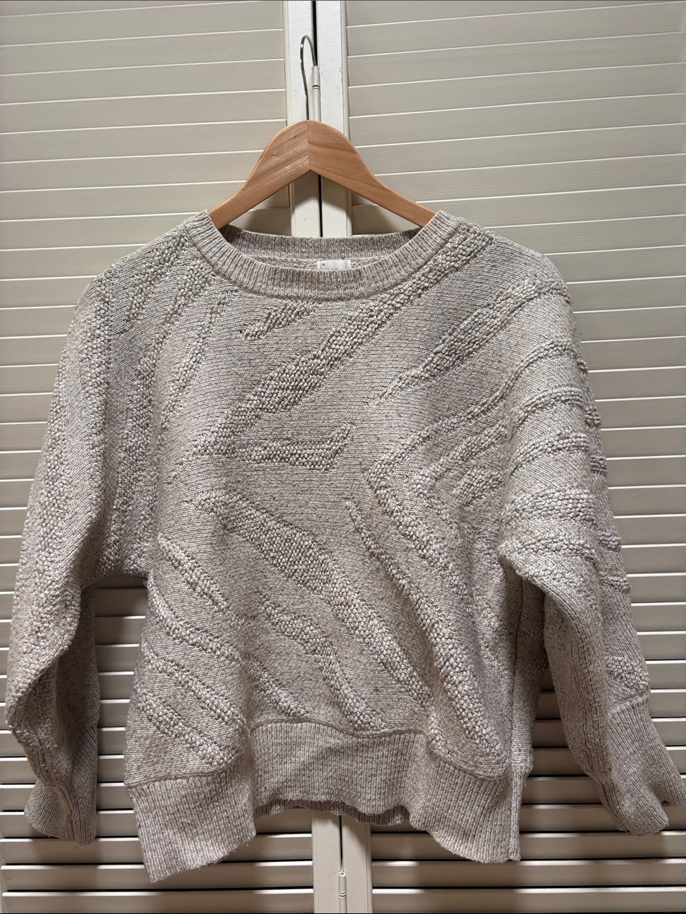 a new day Heathered Light Gray Textured Crewneck Sweater